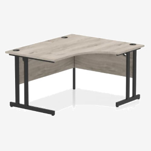 Dynamic Impulse W1400 x D8001200 x H730mm Right Hand Crescent Desk With Cable Management Ports Cantilever Leg Grey Oak Finish Black Frame - MI003351 43217DY