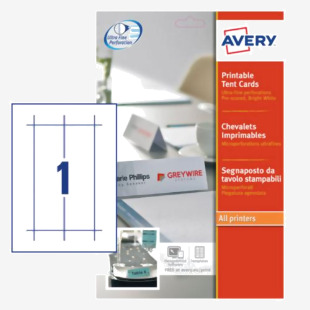 Avery Printable Tent Card 210x60mm 1 Per Sheet 190gsm White (Pack 20) L4796-20 44797AV