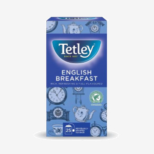 Tetley English Breakfast Tea Bags Individually Wrapped and Enveloped (Pack 25) - 0403254 39498NT