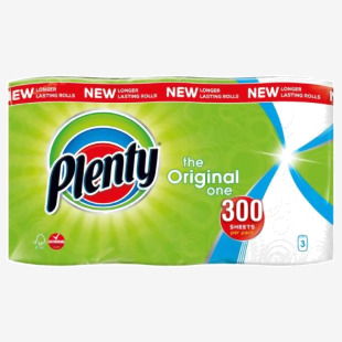 Plenty The Original One Kitchen Roll White 100 Sheets (Pack 3) 1105190 53054CP