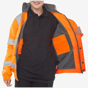 Beeswift Bomber Jacket Fleece Lined High Vis Orange Large (Pack 1) - CBJFLORL 54907BE