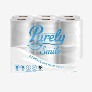 Purely Smile Toilet Roll 3Ply White (Pack 12) PS1125 69252TC