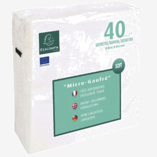 Exacompta Napkins Micro High Quality Embossed Paper White (Pack 40) SV913801I 14893EX