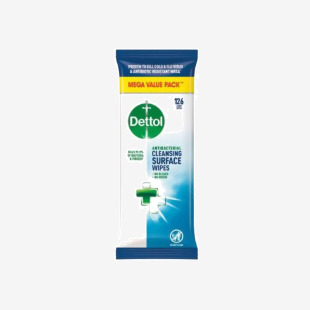 Dettol Antibacterial Biodegradable Cleansing Surface Wipes (Pack 126) - 3244832 29826RB