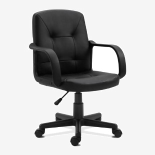 Nautilus Designs Delph Medium Back Leather Faced Executive Office Chair With Decorative Detail and Fixed Arms Black - DPA2014MBLBK 40753NA