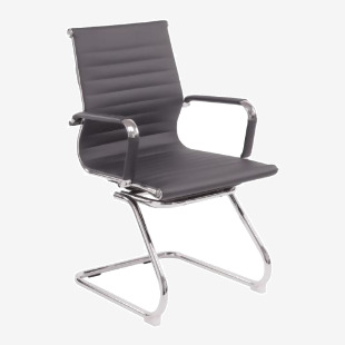 Nautilus Designs Aura Contemporary Medium Back Bonded Leather Executive Cantilever Visitor Chair With Fixed Arms Grey - BCL8003AVGY 41537NA