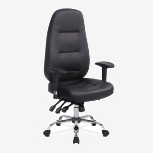 Nautilus Designs Babylon High Back Bonded Leather 24 Hour Synchronous Task Operator Office Chair With Multi-Adjustable Arms Black - BCLR440BK 47123NA