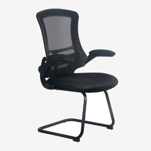 Nautilus Designs Luna Designer High Back Mesh Black Cantilever Visitor Chair With Folding Arms and Black ShellFrame - BCML1302VBK 47445NA