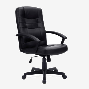 Nautilus Designs Darwin High Back Leather Effect Executive Office Chair With Integral Headrest and Fixed Arms Black - BCP1007PUBK 47137NA