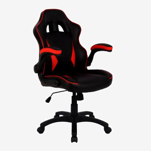 Nautilus Designs Predator Ergonomic Gaming Style Office Chair with Folding Arms and Integral Headrest Red - BCPH600BKRD 40984NA