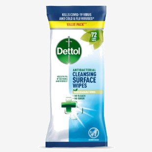 Dettol Antibacterial Biodegradable Cleansing Surface Wipes (Pack 72) - 3151478 29833RB