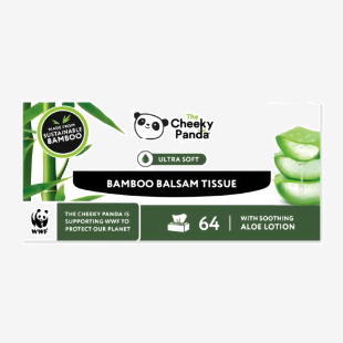 Cheeky Panda Sustainable Plastic-Free Bamboo BALSAM Flat Facial Tissues 3 Ply 64 Sheets Per Pack (Pack 12) - BALSTX12 53045CY