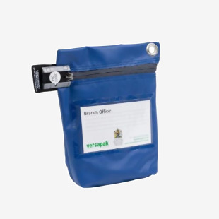 Versapak Reusable Secure Cash Bag With Button Seal Locking Mechanism Medium 267x267x50mm (Opening Size: 190mm) Blue - CCB1-BLS 47874VE