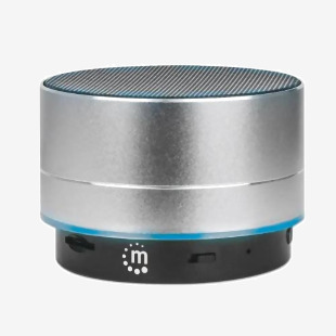 Manhattan Metallic Silver Bluetooth Speaker - Up to 5 Hours Playback Time; Splashproof; 10m Range; Aux 3.5mm Connector 8MAN165327