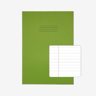 RHINO 13 x 9 A4+ Oversized Exercise Book 48 pages / 24 Leaf Light Green 8mm Lined with Margin VDU048-238-4