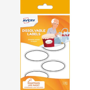 Avery UK Dissolvable Labels 55 x 29mm White with black rims (Pack 18 Labels) - SOLUB18.UK 28125AV