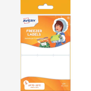 Avery UK Freezer Label with special low temperature adhesive up to -20 degrees C 63.5 x 33 mm White (Pack 24 Labels) - CONG24.UK 28104AV