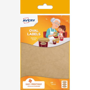 Avery UK Kraft Labels 41 x 89 mm Brown (Pack 18 Labels) - OVKR18.UK 28111AV