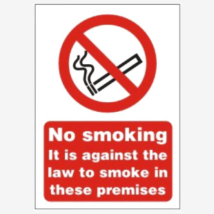 SECO Prohibition Safety Sign No Smoking It Is Against The Law To Smoke In These Premises Semi Rigid Plastic150 x 200mm - SB003SRP150X200 28874SS