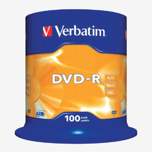 Verbatim DVD-R Non-Printable Spindle 16x 4.7GB (Pack of 100) 43549 VM35495