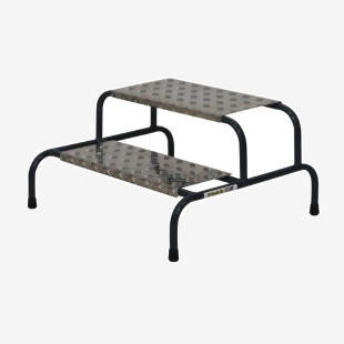 Wide Work Steps - 2 Tread 400mm Platform Height - Chequer Plate Tread - without Wheels SWW02C