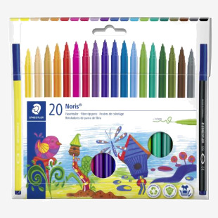 Staedtler Noris Fibre-Tip Pen 1mm Line Assorted Colours (Pack 20) - 326 C20 29378SR