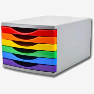 Deflecto 180mm Drawer Tower Unit 6 x 30mm Rainbow Colours - CP146YTRBW 30358DF