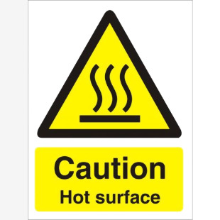 SECO Warning Safety Sign Caution Hot Surface Semi Rigid Plastic 50 x 75mm (Pack 5) - W0187SRP50X75 P5 30134SS