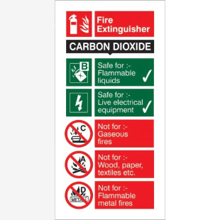 SECO Fire Fighting Equipment Safety Sign Fire Extinguisher Carbon Dioxide Self Adhesive Vinyl 100 x 200mm - FF093SAV100X200 28832SS