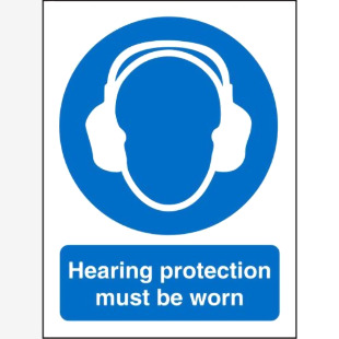 SECO Mandatory Safety Sign Hearing Protection Must Be Worn Self Adhesive Vinyl 150 x 200mm - M002SAV150X200 28657SS