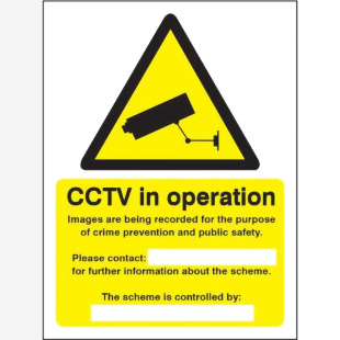 SECO Warning Safety Sign CCTV In Operation Semi Rigid Plastic 150 x 200mm - W0143SRP150X200 29077SS