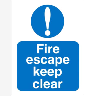 SECO Mandatory Safety Sign Fire Escape Keep Clear Self Adhesive Vinyl 150 x 200mm - M025SAV150X200 28727SS