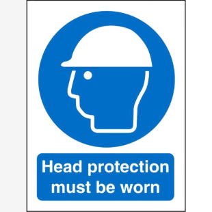 SECO Mandatory Safety Sign Head Protection Must Be Worn Self Adhesive Vinyl 150 x 200mm - M005SAV150X200 28699SS