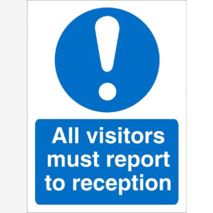 SECO Mandatory Safety Sign All Visitors Must Report to Reception Semi Rigid Plastic 150 x 200mm - M227SRP150X200 28748SS