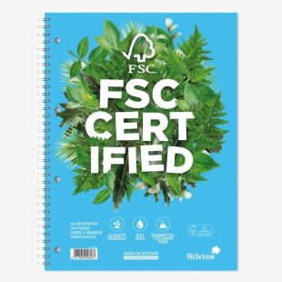 Silvine Premium FSC A4 Wirebound Card Cover Notebook Ruled 160 Pages Blue (Pack 5) - R202 21750SC