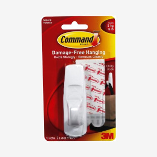 3M Command Large Utility Hook With Command Adhesive Strips White (Each) 17003 - 7100134221 38424MM