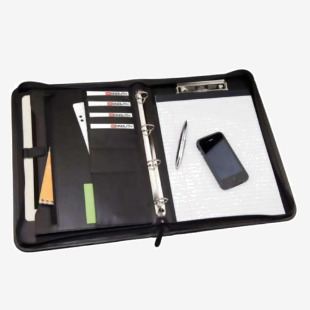 Monolith A4 Conference Folder and Pad Clip Leather Look Black 2926 41413MN