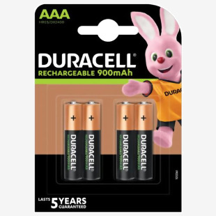 Duracell AAA Rechargeable Batteries 900mAh (Pack 4) - DURHR03B4-900SC 78597AA