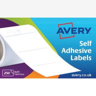 Avery Address Label Roll 76x37mm White (Pack 250 Labels) AL01 43474AV