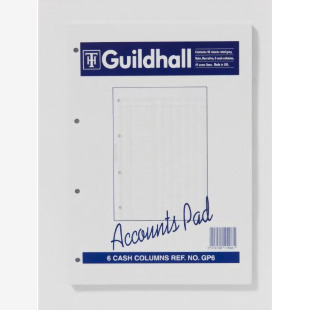 Guildhall A4 Ruled Account Pad with 6 Cash Columns and 60 Pages White GP6Z 86528EX