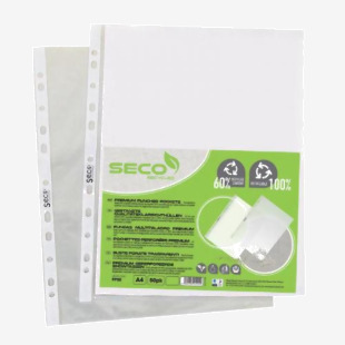 SECO ECO Biodegradable Multi Punched Pocket Polypropylene A4 80 Micron Top Opening Clear (Pack 50) - PP80 50835SS