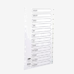 ValueX Divider A4 Jan-Dec Multipunched 120 Micron Polypropylene White 64701 13906PK