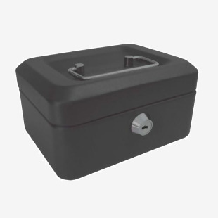 ValueX Metal Cash Box 150mm (6 inch) Key Lock Black - CBBK6 14095CA