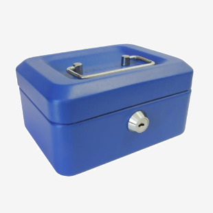 ValueX Metal Cash Box 150mm (6 inch) Key Lock Blue - CBBL6 14102CA