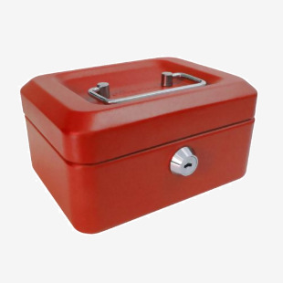 ValueX Metal Cash Box 150mm (6 inch) Key Lock Red - CBRD6 14109CA