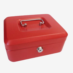 ValueX Metal Cash Box 200mm (8 Inch) Key Lock Red - CBRD8 14130CA