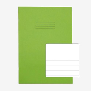 Rhino A4 Exercise Book 64 Page Plain Top And 15mm Feint Lines On The Bottom TBF15 Light Green (Pack 50) - VEX677-3025-8 14405VC