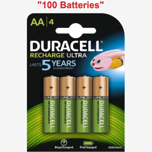 Duracell AA Rechargeable Batteries 2500aMh (Pack 4) - DURHR6B4-2500 67089AA