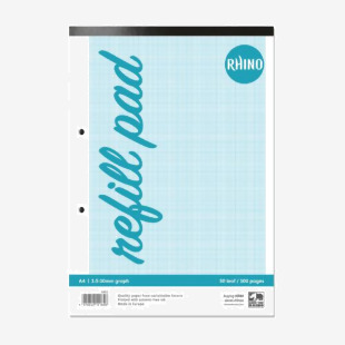 Rhino A4 Graph Pad 100 Page 10mm 1:5:10 Graph Ruling With Plain Reverse (Pack 6) - HAG1-4 14783VC