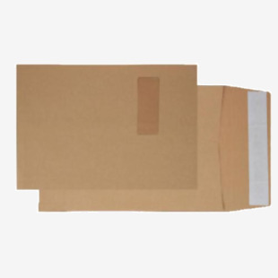 Blake Everyday Envelopes C4 Manilla Pocket Window Peel and Seal 25mm Gusset 130gsm 324x229mm (Pack 125) - 1992MW 48399BL